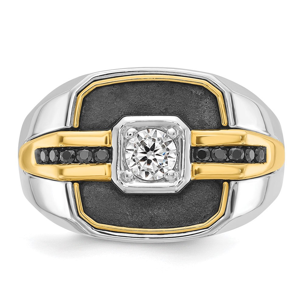 14ktt w/ Blk RH IBGoodman Men's Satin Black & White Semi-Mount Diamond Ring