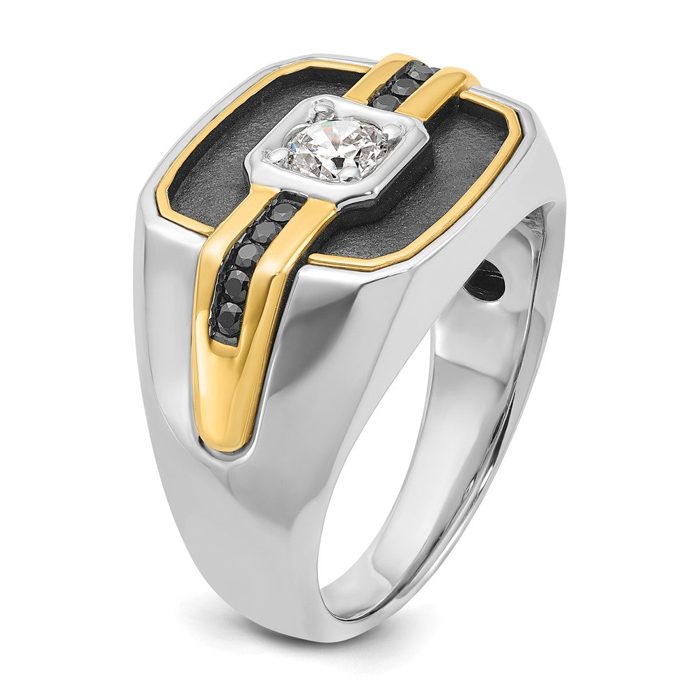 14k Two-tone IBGoodman Men's Polished and Satin Ring Mounting