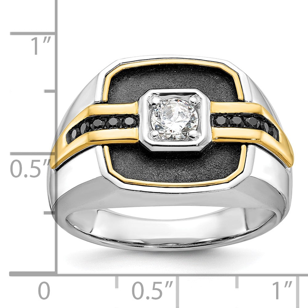 14ktt w/ Blk RH IBGoodman Men's Satin Black & White Semi-Mount Diamond Ring