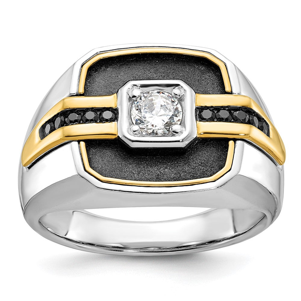 14ktt w/ Blk RH IBGoodman Men's Satin Black & White Semi-Mount Diamond Ring