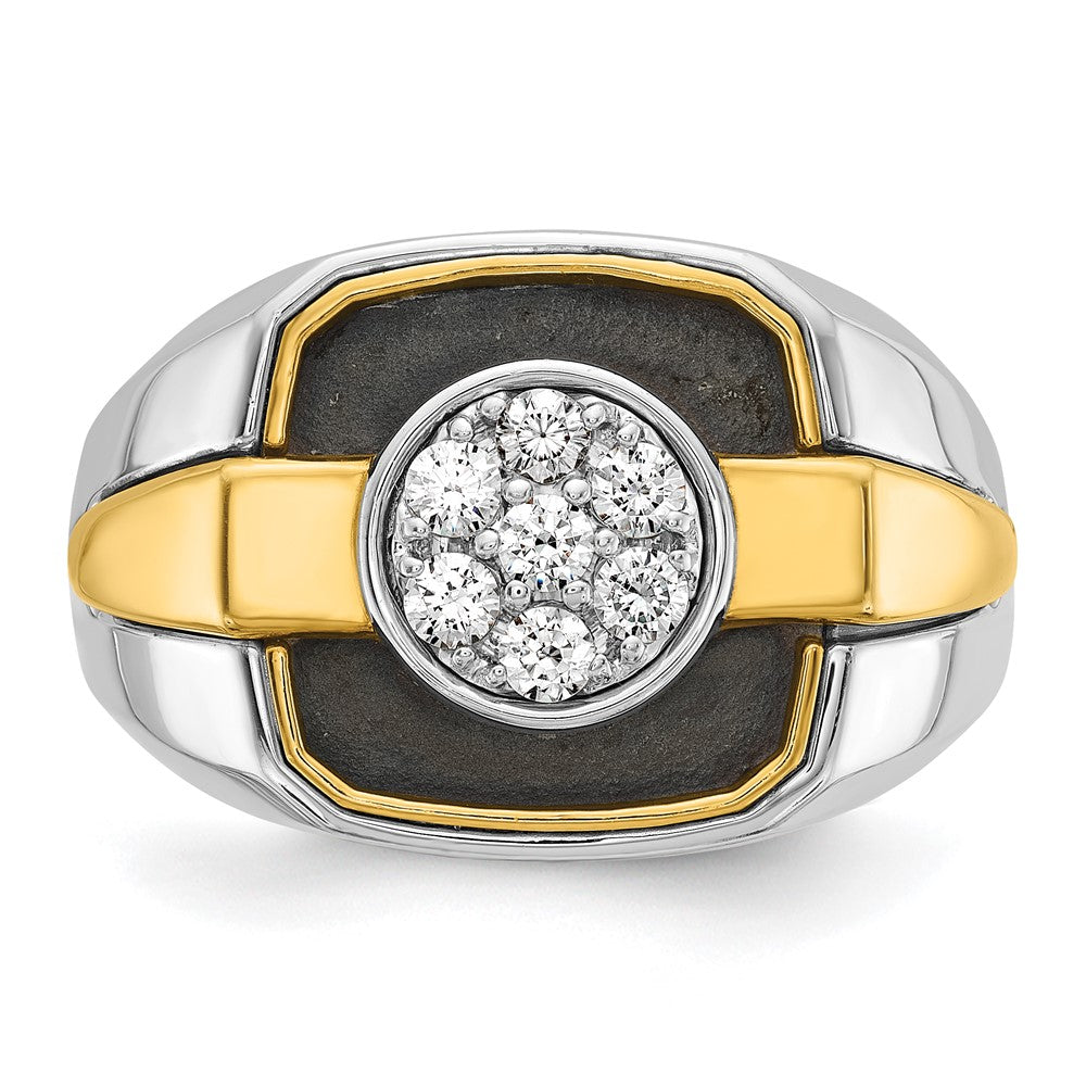 14ktt w/ Black Rhod IBGoodman Men's Satin Diamond Cluster Ring