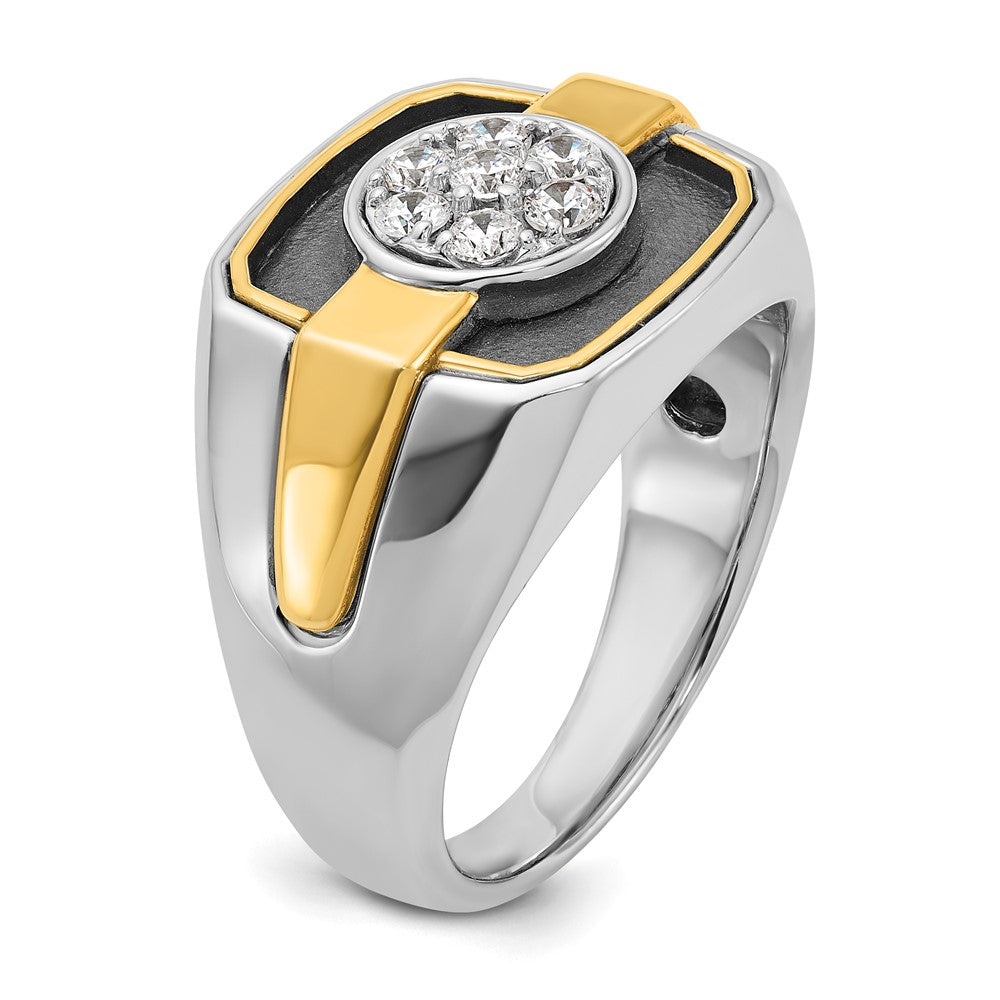 14ktt w/ Black Rhod IBGoodman Men's Satin Diamond Cluster Ring