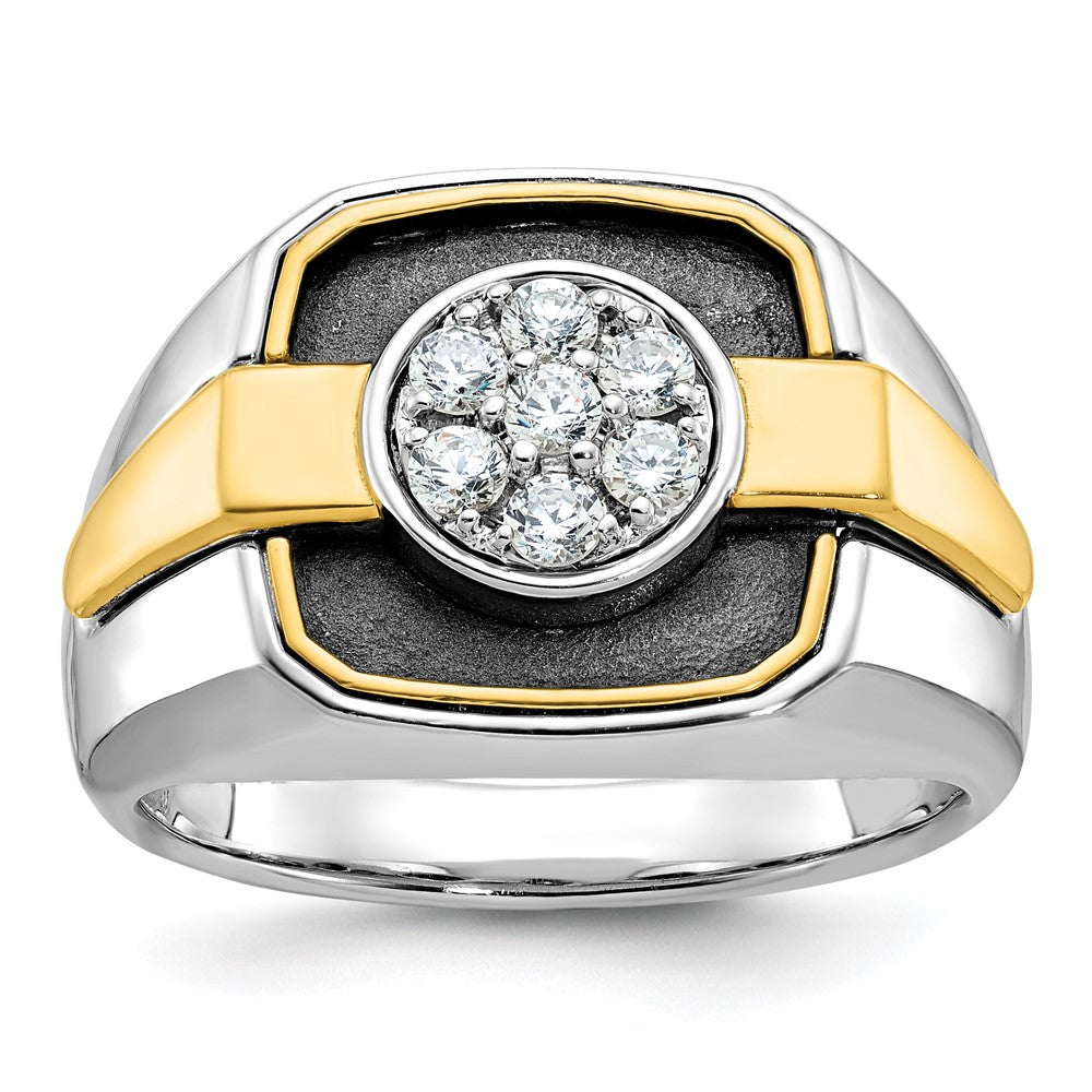 14ktt w/ Black Rhod IBGoodman Men's Satin Diamond Cluster Ring