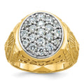 10ktt IBGoodman Men's Polished & Textured Diamond Oval Cluster Ring