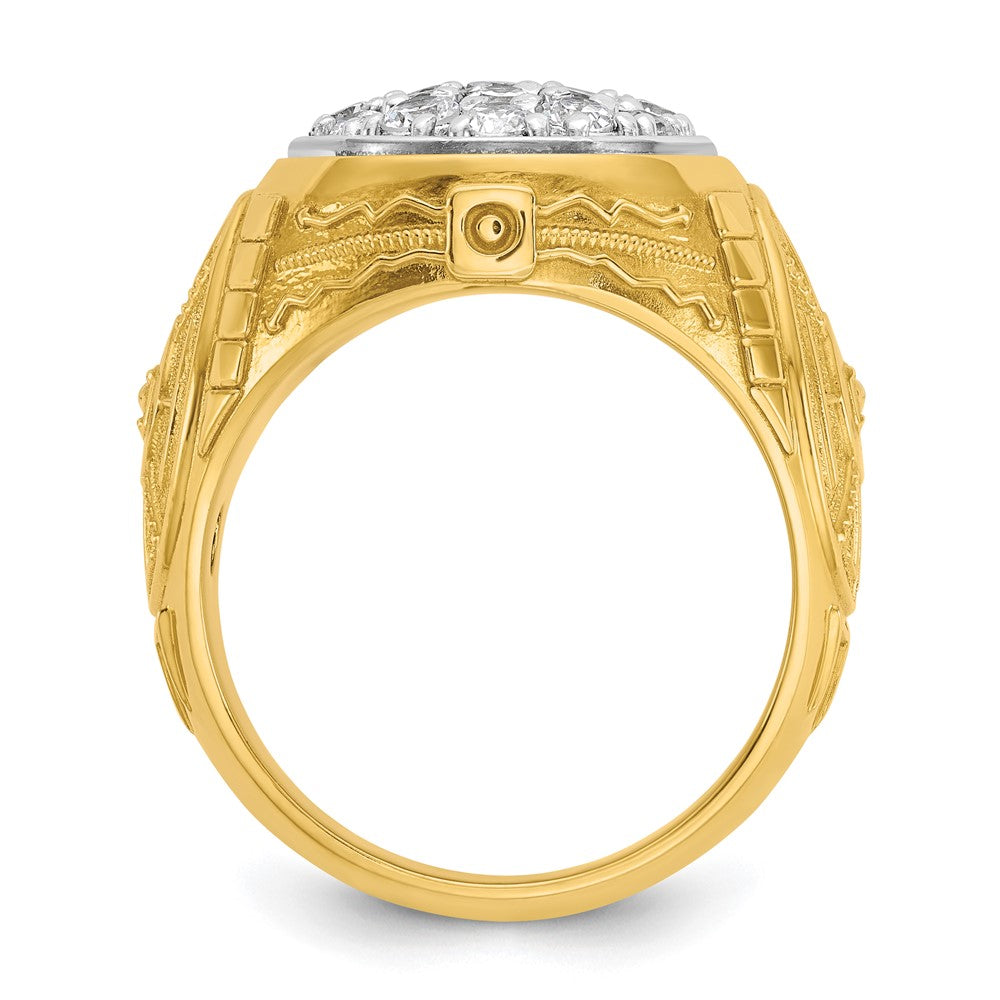 14ktt IBGoodman Men's Polished & Textured Oval Cluster Ring Mounting