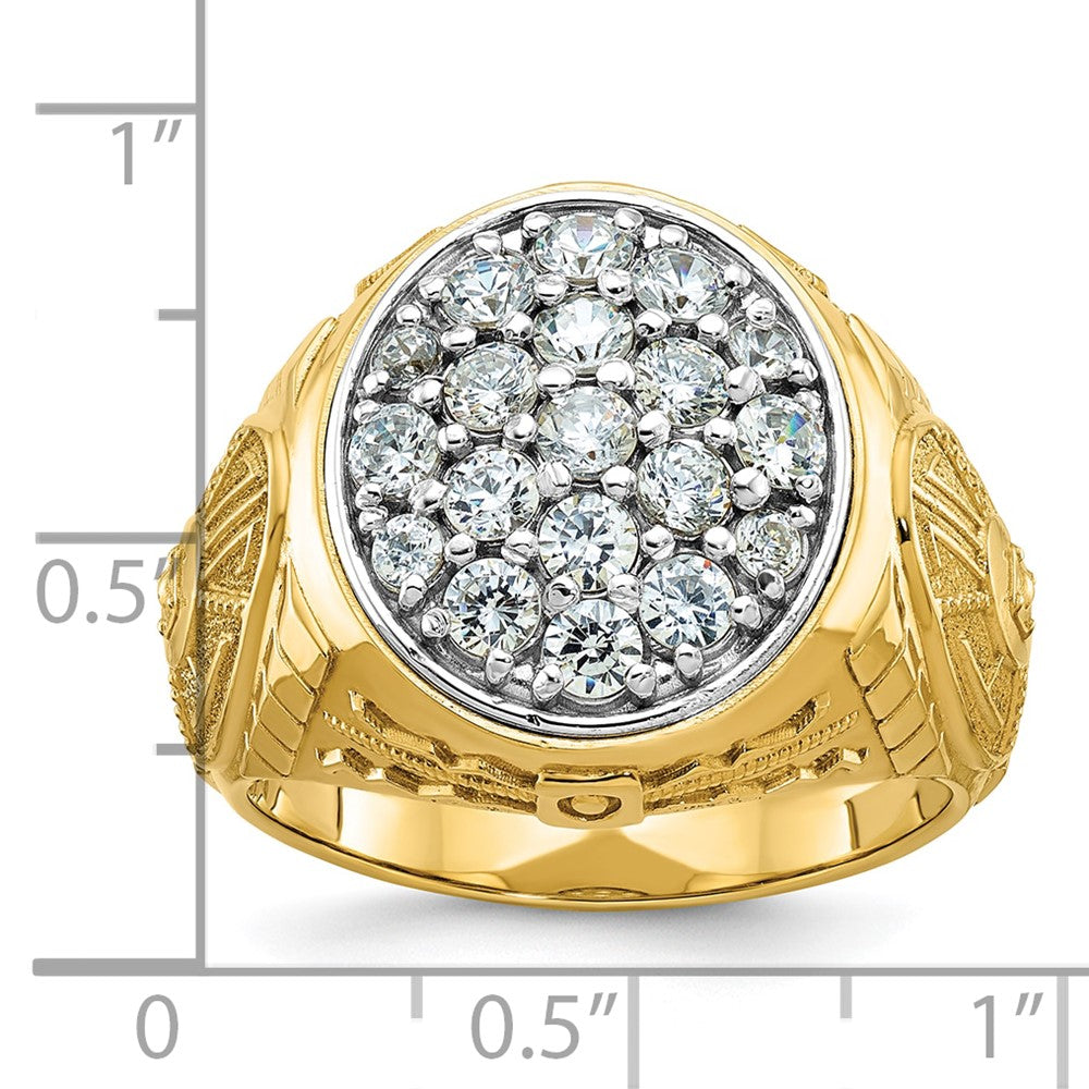 14ktt IBGoodman Men's Polished & Textured Oval Cluster Ring Mounting