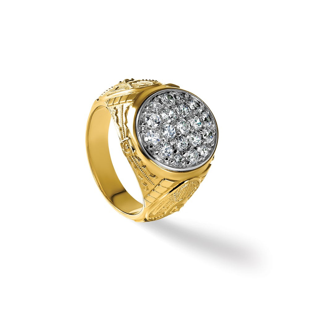14ktt IBGoodman Men's Polished & Textured Oval Cluster Ring Mounting
