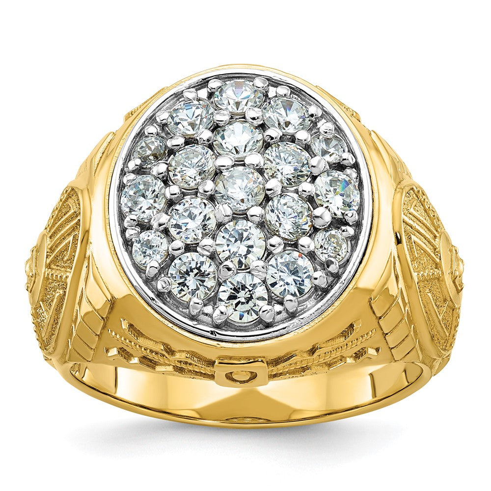 14ktt IBGoodman Men's Polished & Textured Oval Cluster Ring Mounting