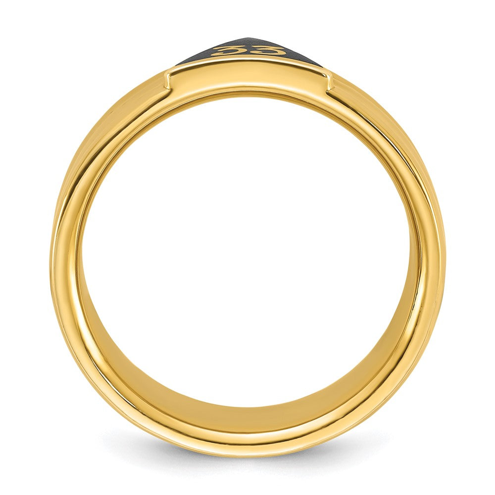 10k IBGoodman Men's Polished w/ Black Enamel 33rd Degree Masonic Ring