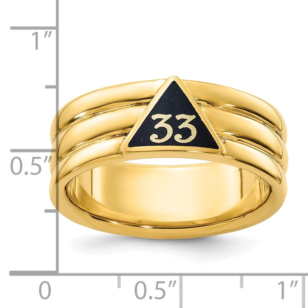 10k IBGoodman Men's Polished w/ Black Enamel 33rd Degree Masonic Ring