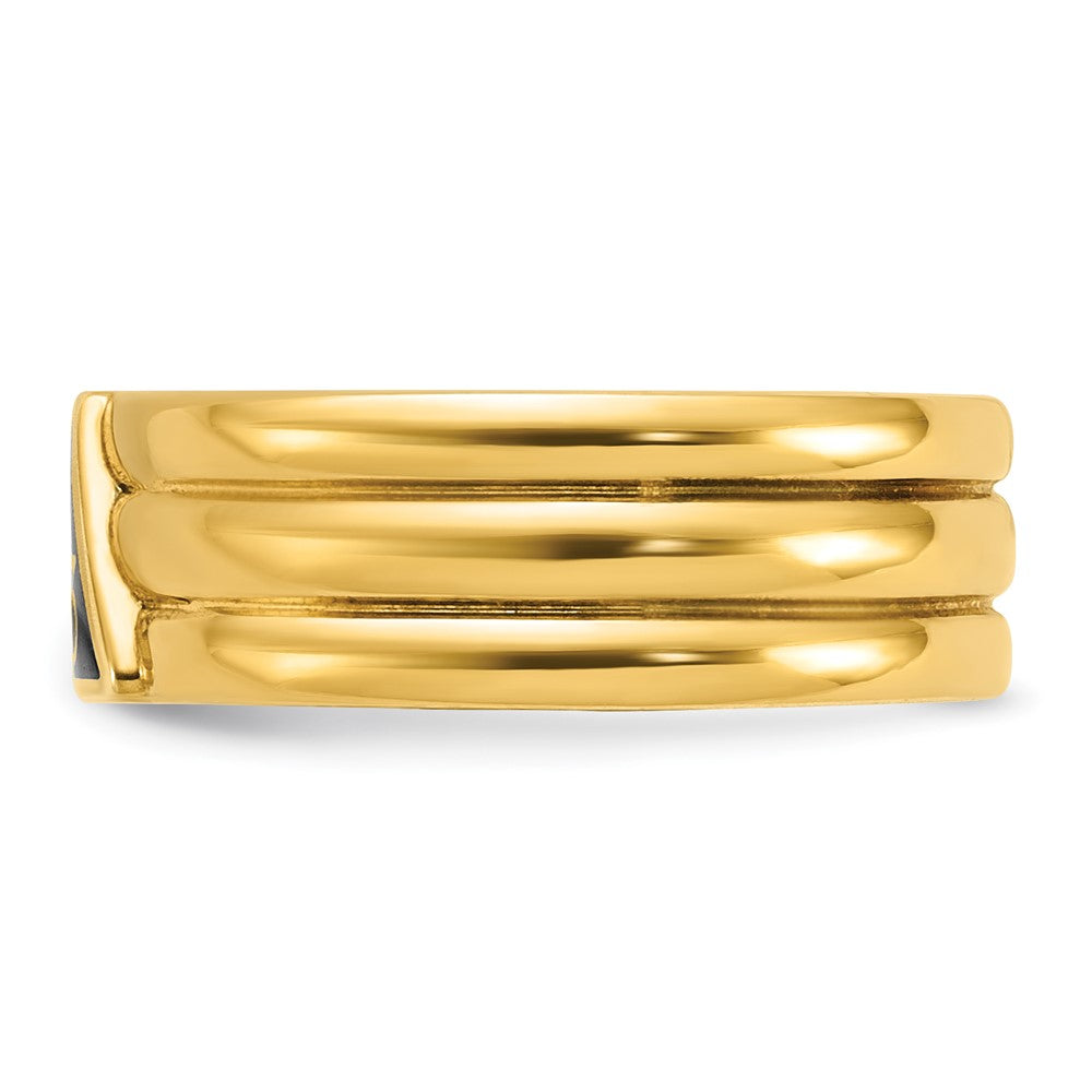 14k IBGoodman Men's Polished w/ Black Enamel 33rd Degree Masonic Ring