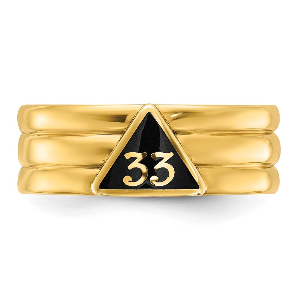 14k IBGoodman Men's Polished w/ Black Enamel 33rd Degree Masonic Ring