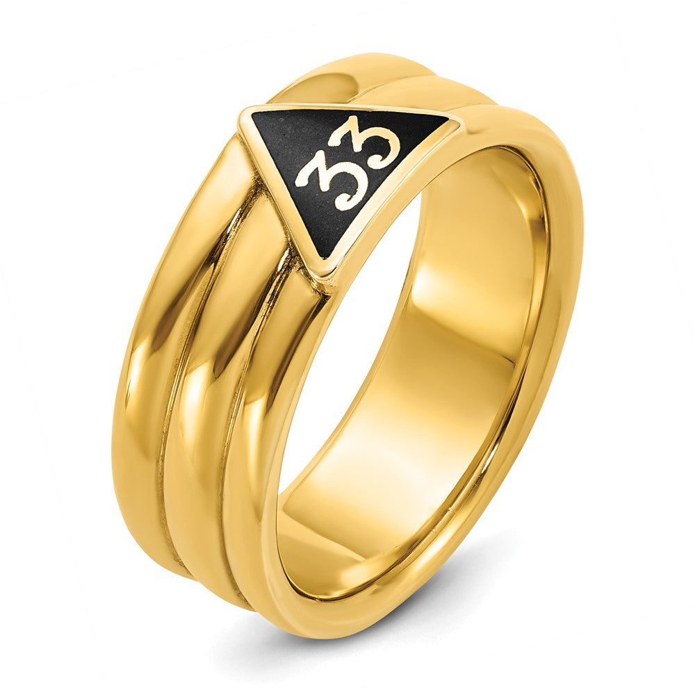 14k IBGoodman Men's Polished w/ Black Enamel 33rd Degree Masonic Ring