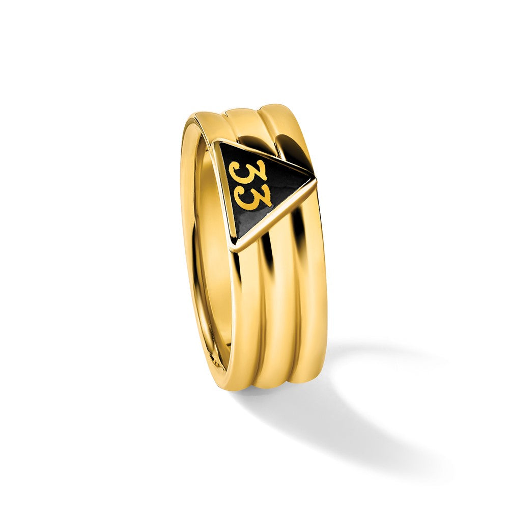 14k IBGoodman Men's Polished w/ Black Enamel 33rd Degree Masonic Ring