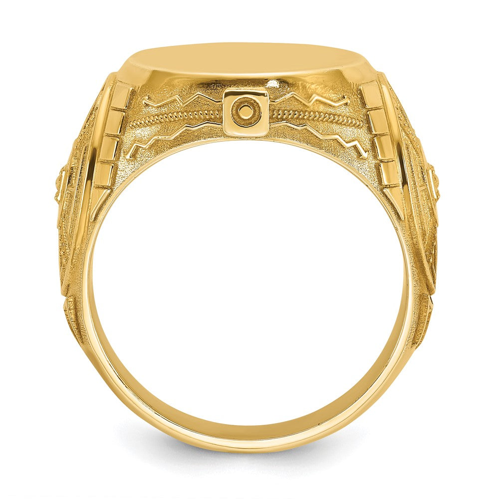 14k IBGoodman 18.5x15.75mm Men's Round Signet Ring