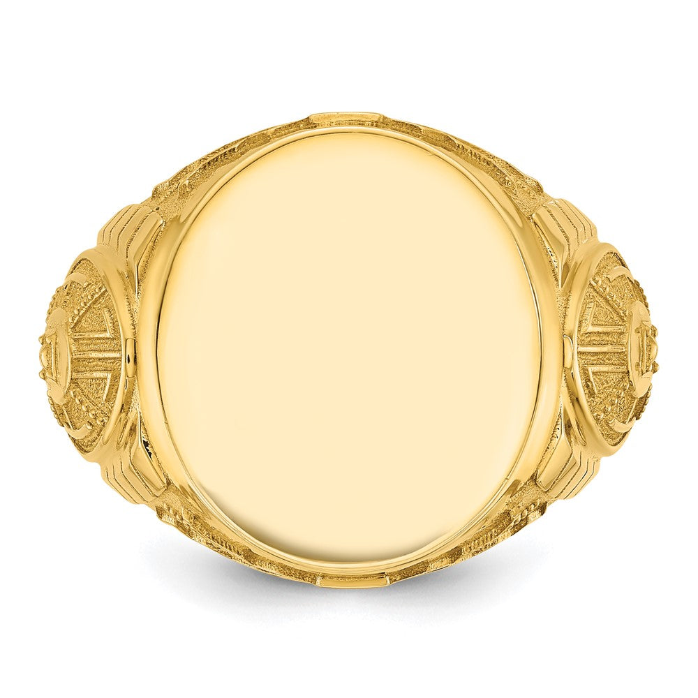 14k IBGoodman 18.5x15.75mm Men's Round Signet Ring