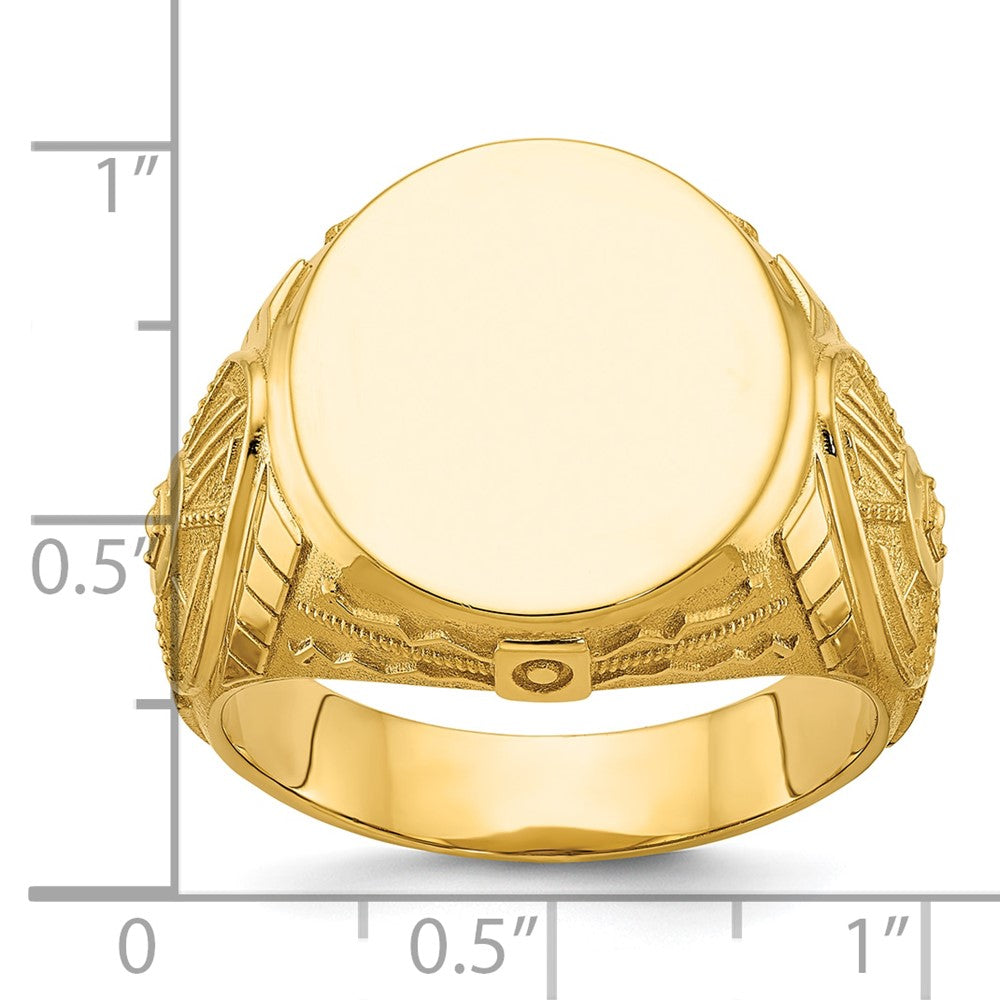 14k IBGoodman 18.5x15.75mm Men's Round Signet Ring