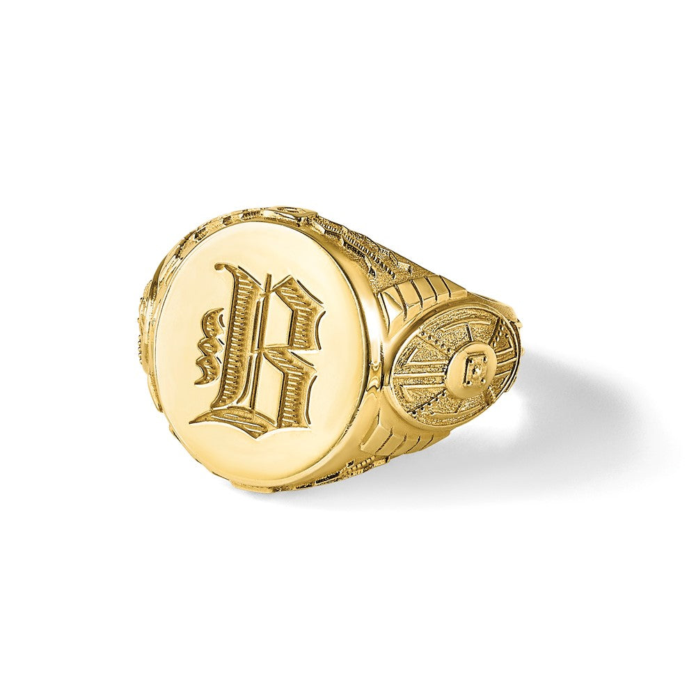 14k IBGoodman 18.5x15.75mm Men's Round Signet Ring