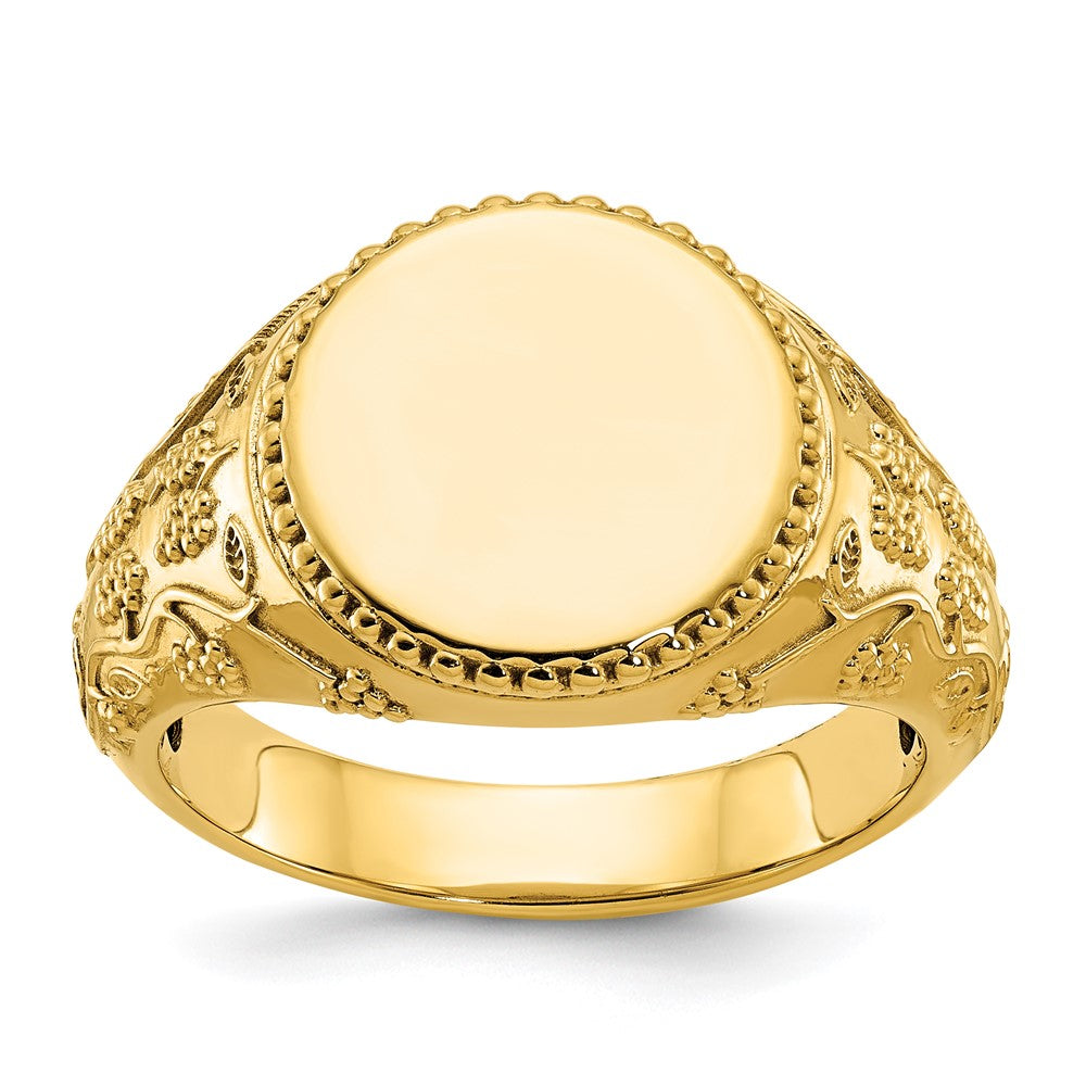 10k IBGoodman 12.5x12.5mm Men's Round Signet Ring