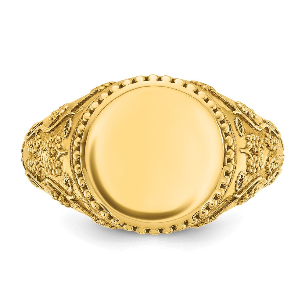 14k IBGoodman 12.5x12.5mm Men's Round Signet Ring