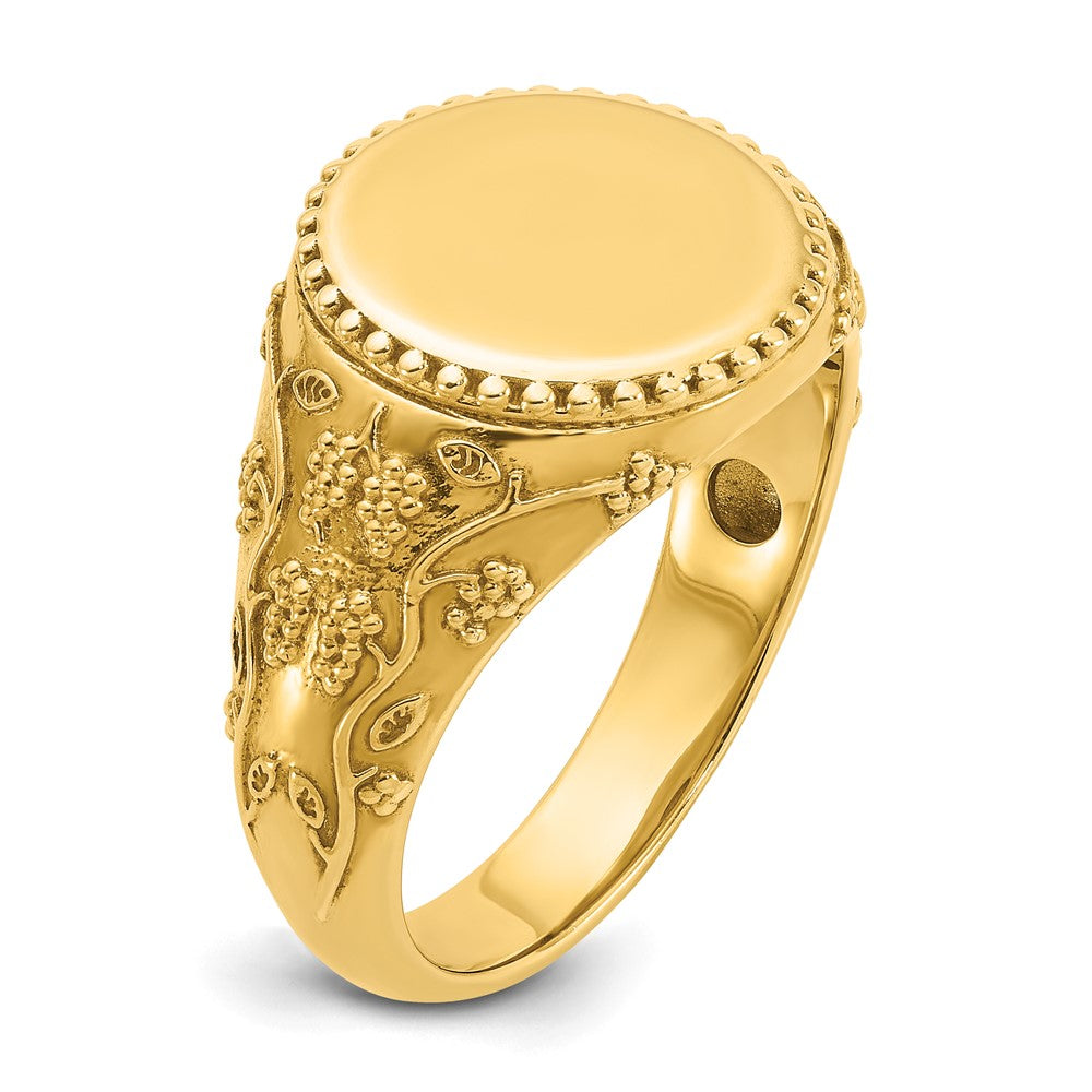 14k IBGoodman 12.5x12.5mm Men's Round Signet Ring