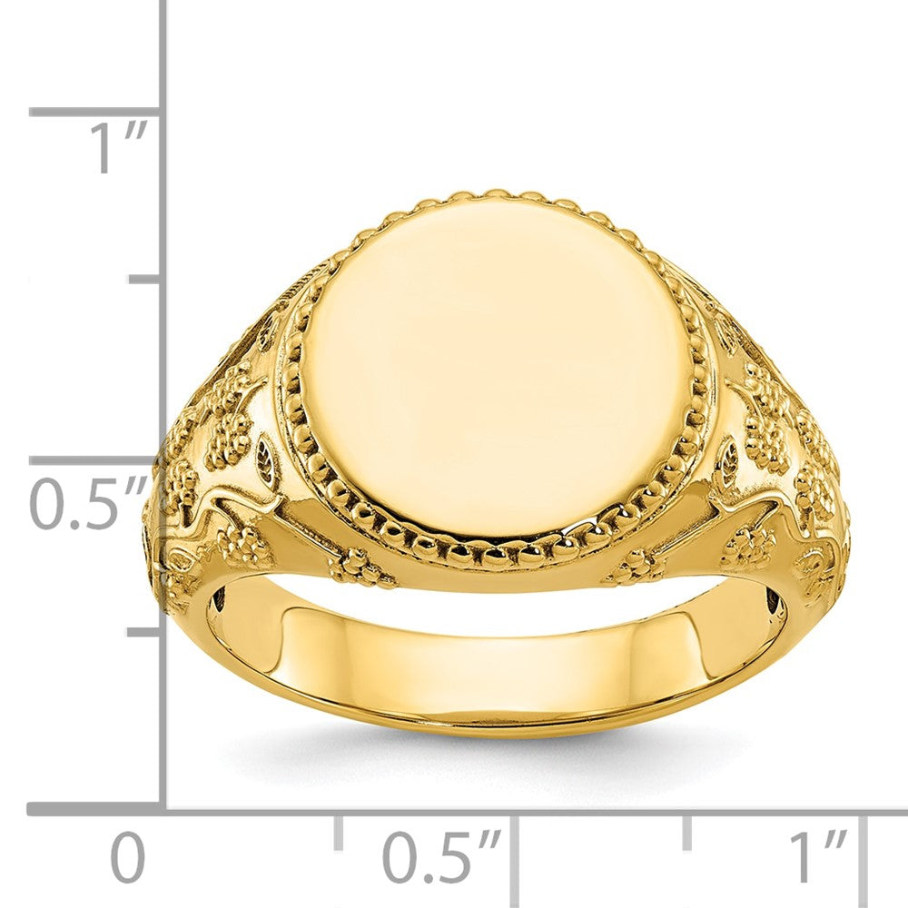 14k IBGoodman 12.5x12.5mm Men's Round Signet Ring