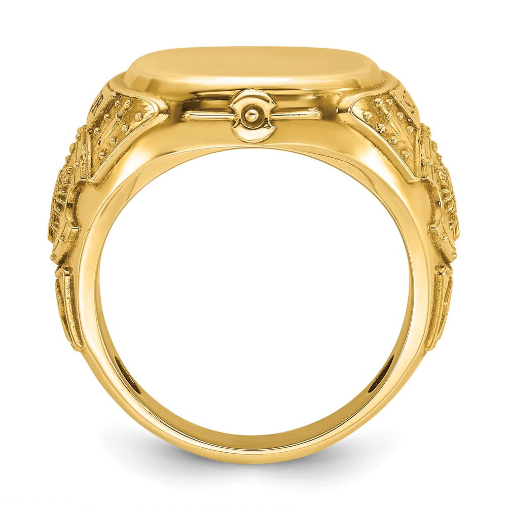 10k IBGoodman 16.5x14.8mm Men's Cushion Signet Ring
