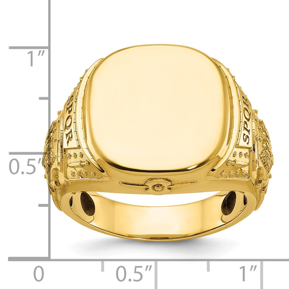 10k IBGoodman 16.5x14.8mm Men's Cushion Signet Ring