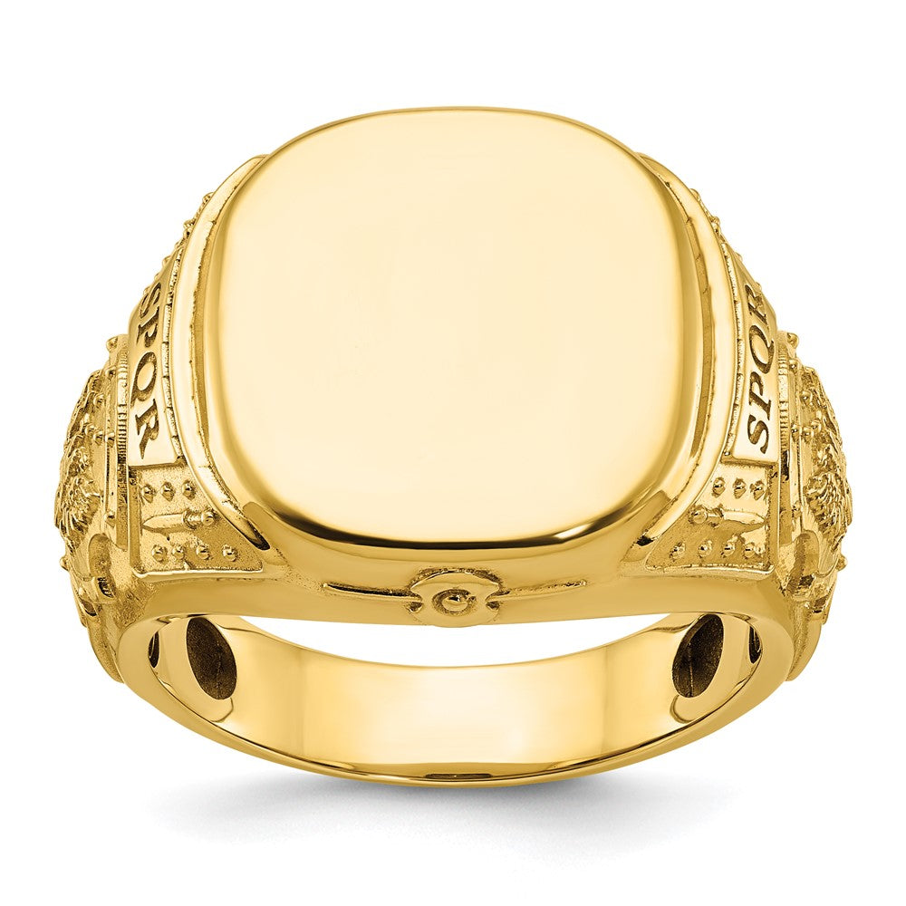 10k IBGoodman 16.5x14.8mm Men's Cushion Signet Ring
