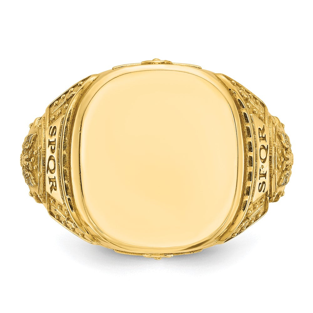 14k IBGoodman 16.5x14.8mm Men's Cushion Signet Ring