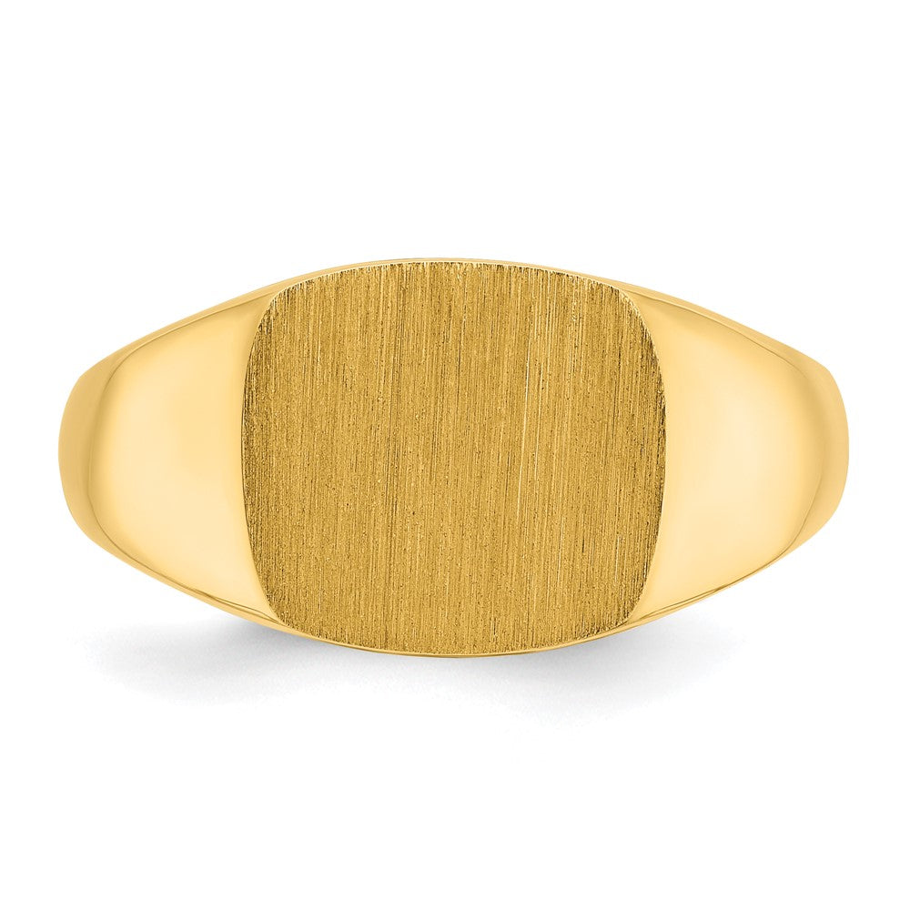 14k IBGoodman 12x12mm Men's Cushion Signet Ring