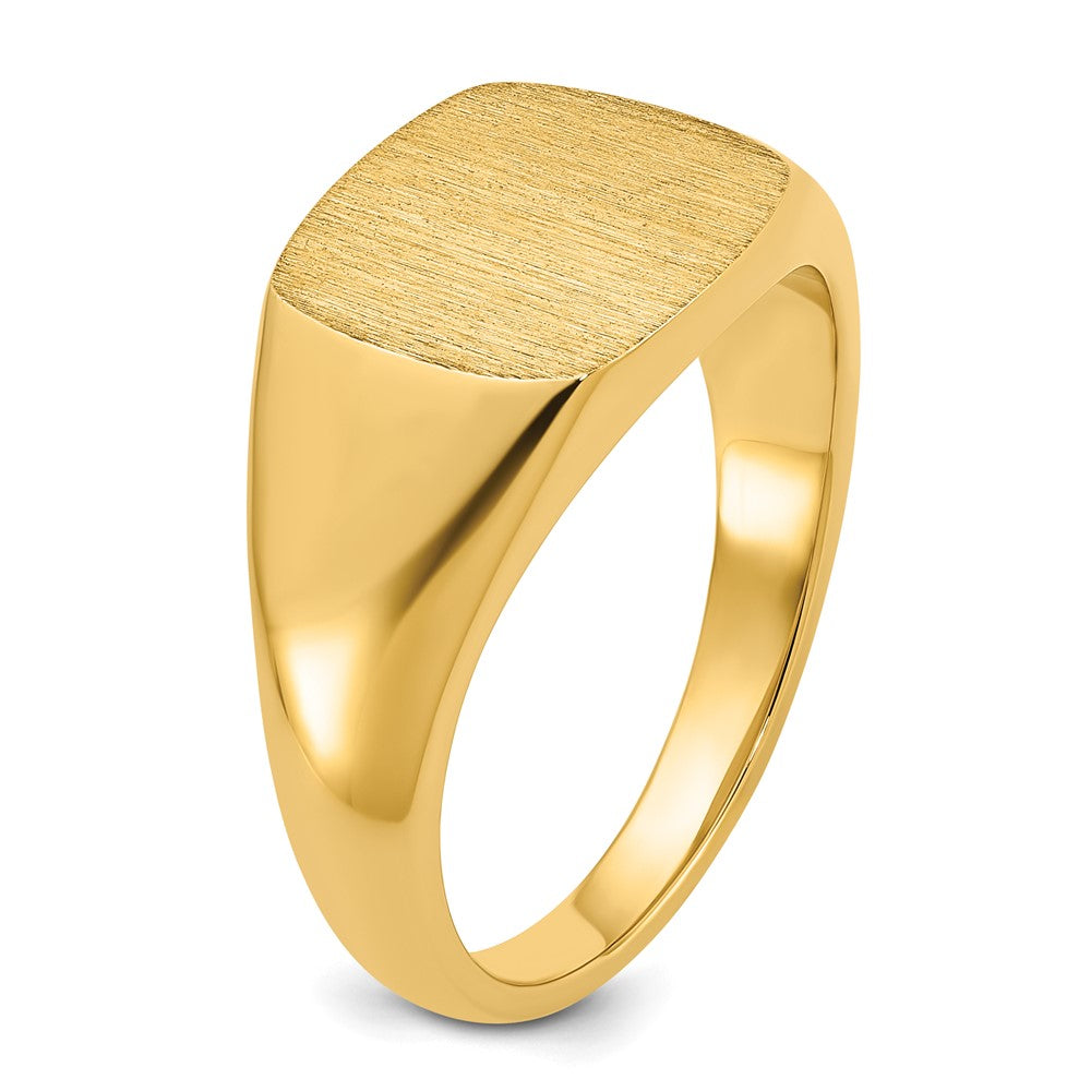 14k IBGoodman 12x12mm Men's Cushion Signet Ring