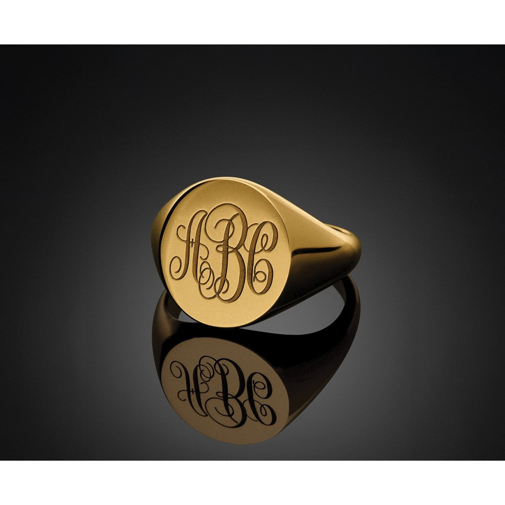 14k IBGoodman 16x14mm Men's Round Signet Ring