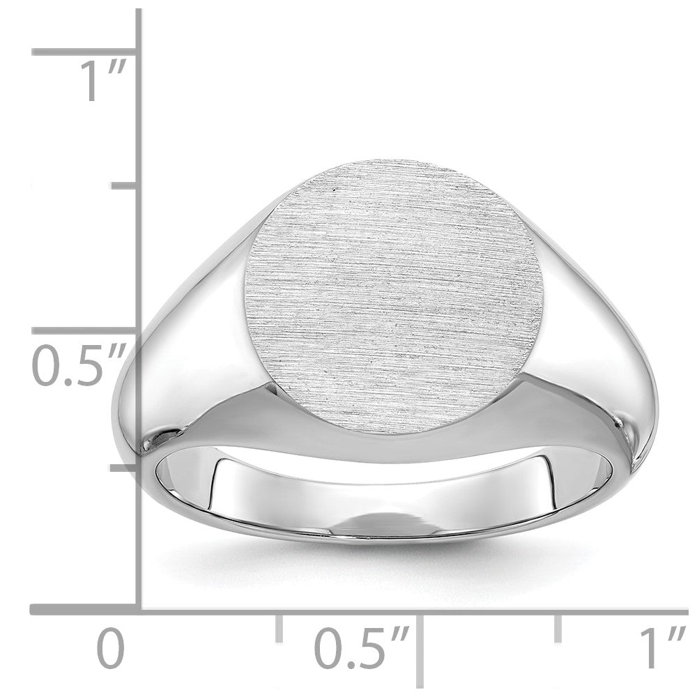 14k White Gold IBGoodman 16x14mm Men's Round Signet Ring