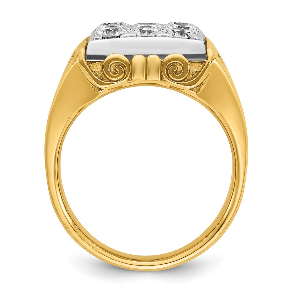 14ktt IBGoodman Men's Textured Scroll Design Diamond Cluster Ring