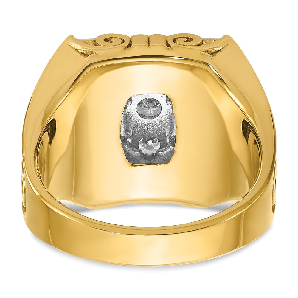 14ktt IBGoodman Men's Textured Scroll Design Diamond Cluster Ring
