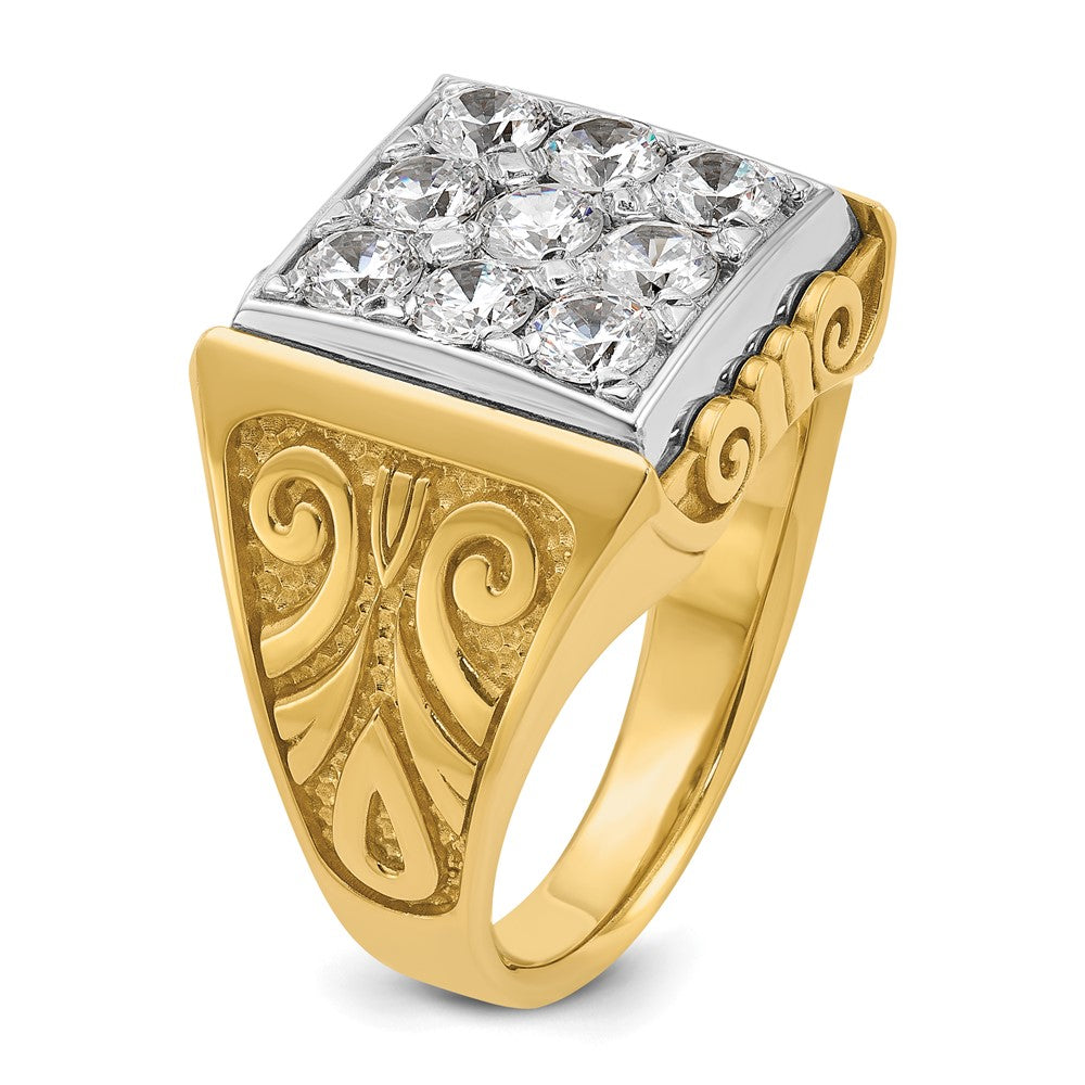 14ktt IBGoodman Men's Polish & Textured Scroll Design Cluster Ring Mtg