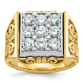 14ktt IBGoodman Men's Textured Scroll Design Diamond Cluster Ring