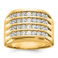10k IBGoodman Men's Polished and Grooved 4-Row Ring Mounting