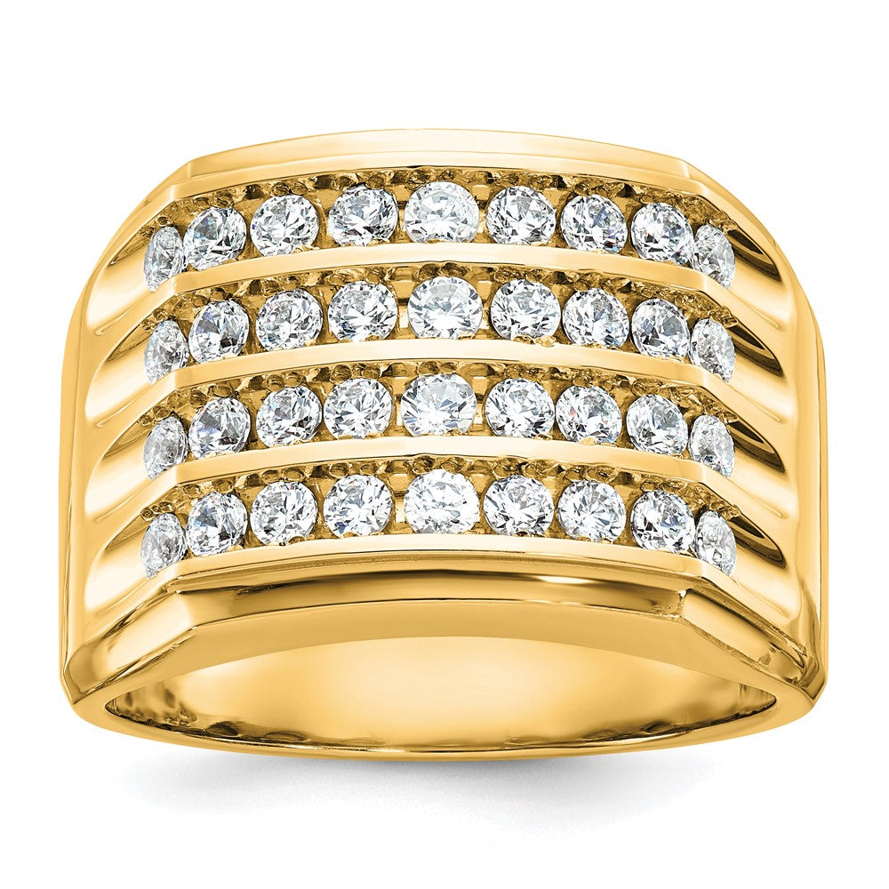 10k IBGoodman Men's Polished and Grooved 4-Row Ring Mounting