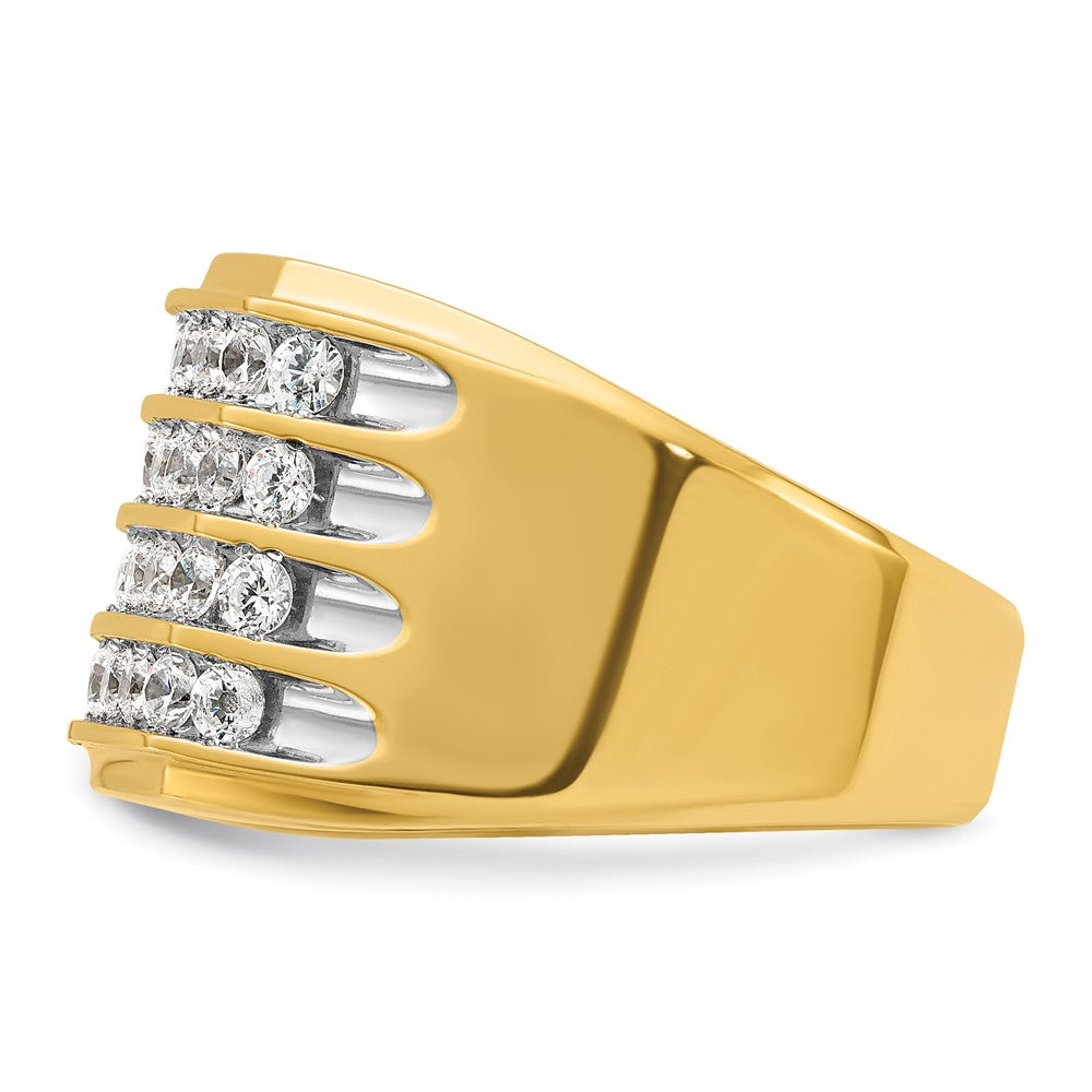 10k w/ White RH IBGoodman Men's Polished & Grooved 4-Row Dia Ring