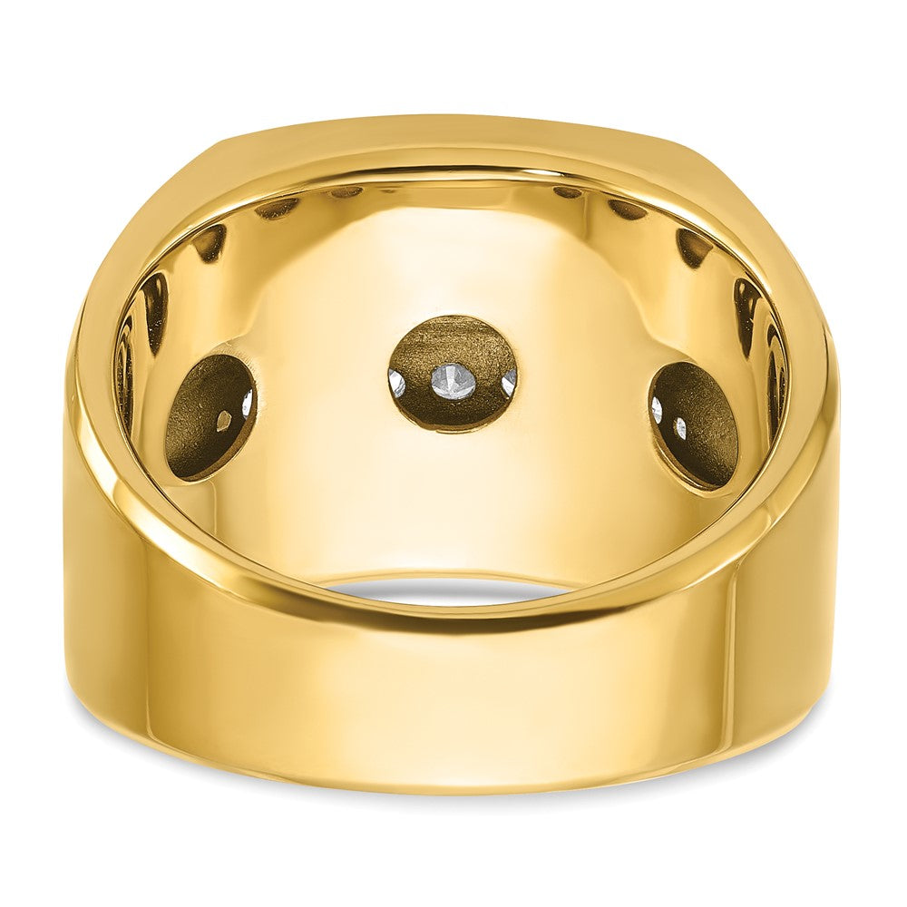 14k w/ White RH IBGoodman Men's Polished & Grooved 4-Row Dia Ring