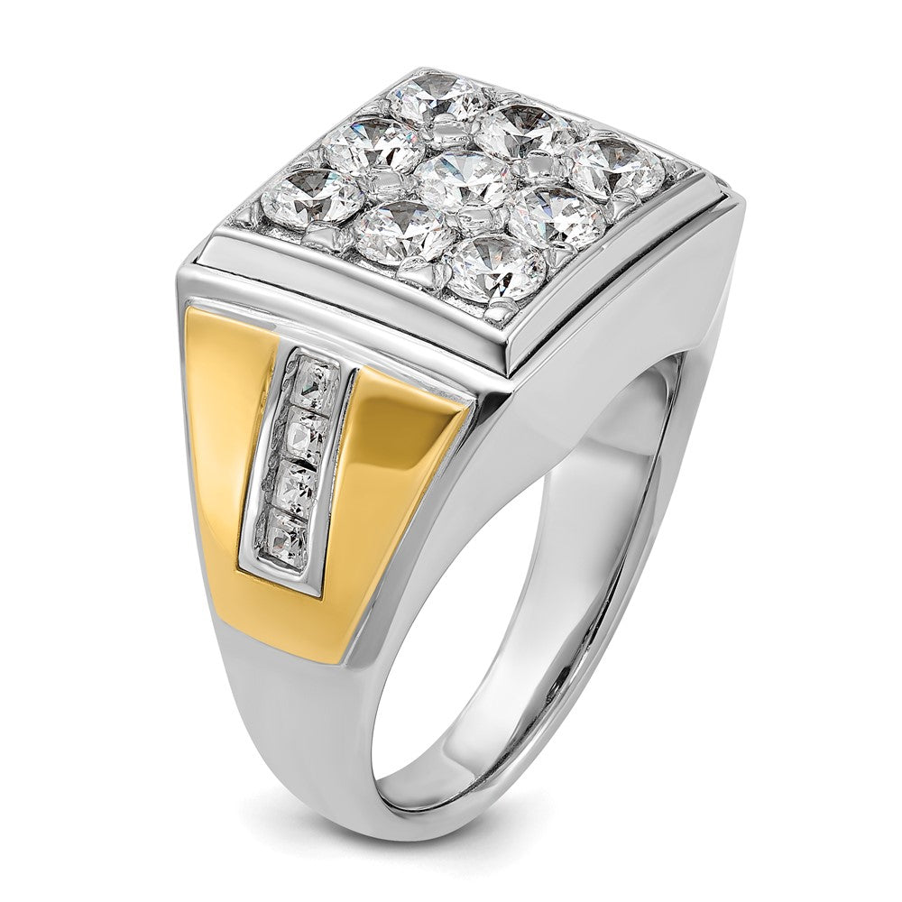 14k Two-tone IBGoodman Men's Polished Diamond Square Cluster Ring