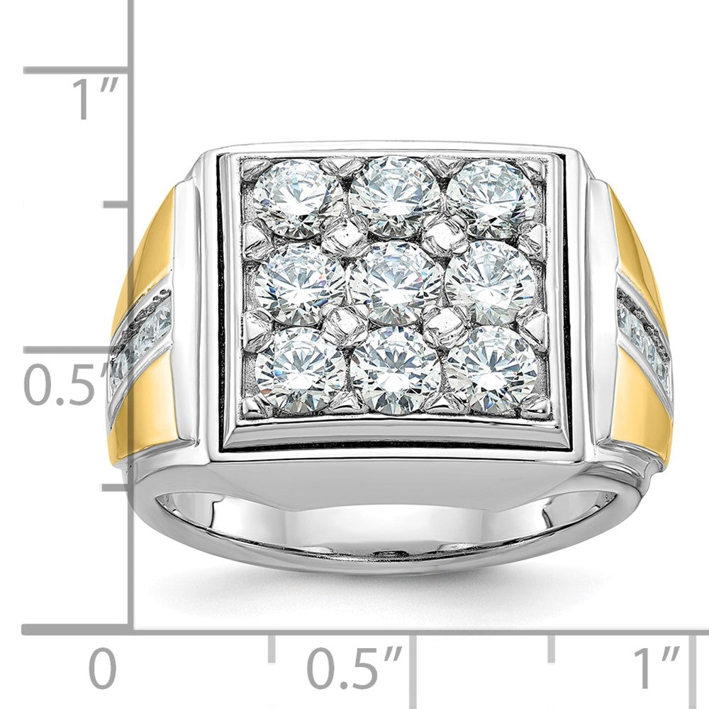 14k Two-tone IBGoodman Men's Polished Diamond Square Cluster Ring