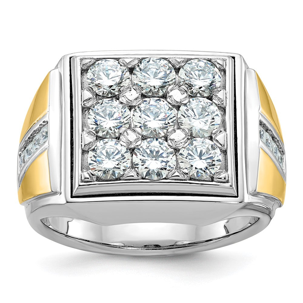 14k Two-tone IBGoodman Men's Polished Diamond Square Cluster Ring