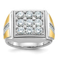 14k Two-tone IBGoodman Men's Polished Diamond Square Cluster Ring