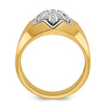 14k Two-tone IBGoodman Men's Polished & Grooved Diamond Star Ring