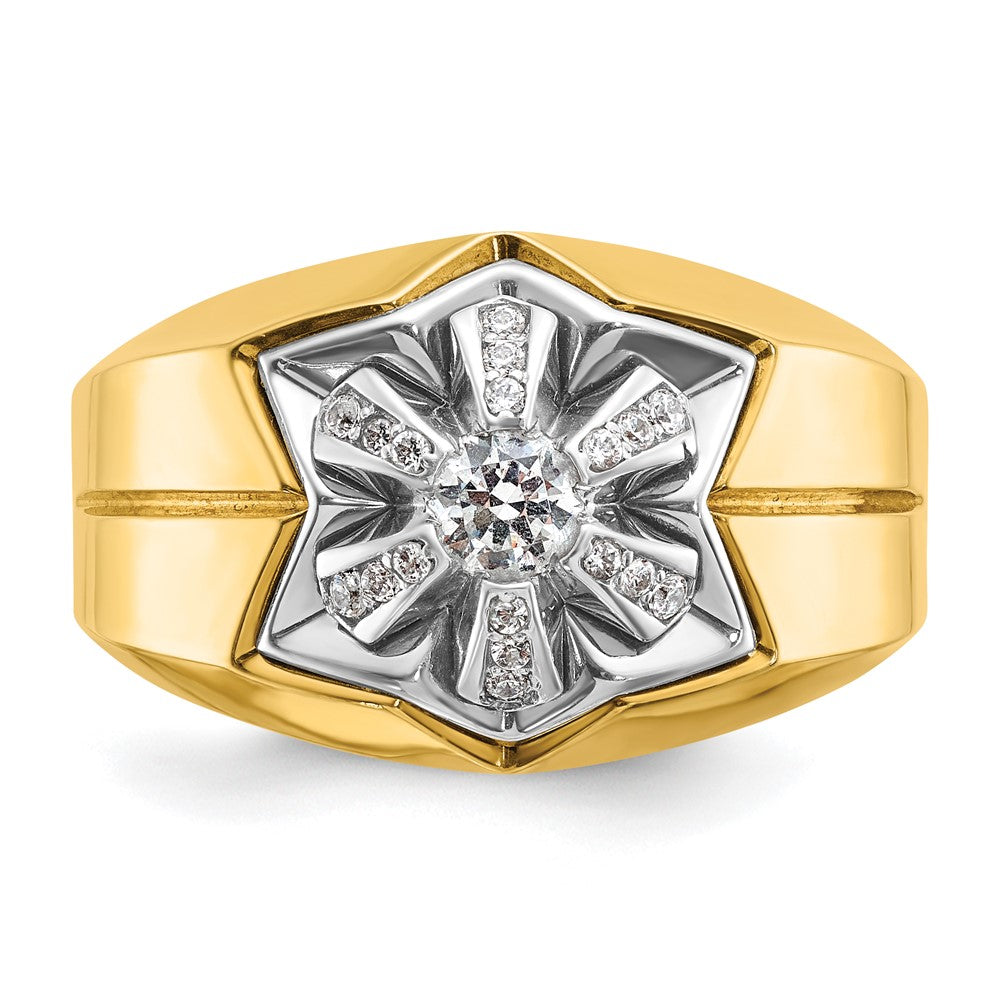 14k Two-tone IBGoodman Men's Polished & Grooved Star Ring Mounting