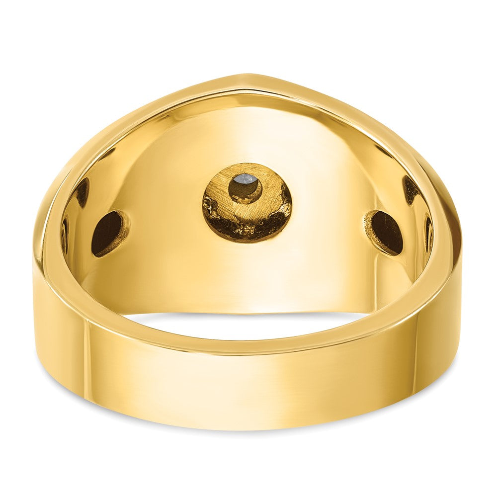14k Two-tone IBGoodman Men's Polished & Grooved Diamond Star Ring