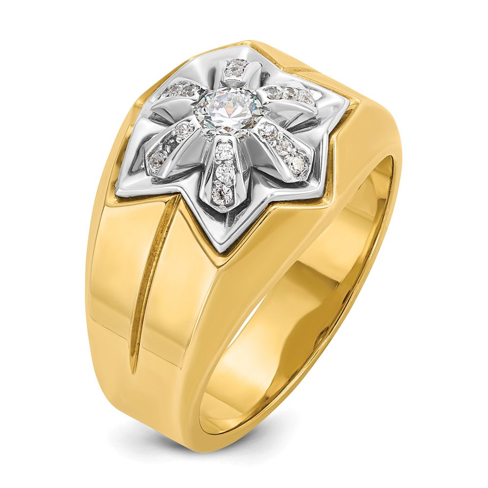 14k Two-tone IBGoodman Men's Polished & Grooved Star Ring Mounting